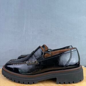 Paul Green Wellesley Loafers Black Leather Lug Sole Women’s Size 4.5 UK / 7 US